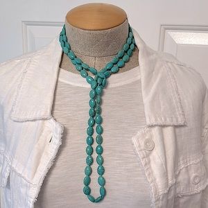 Long Turquoise Bead Necklace - New
